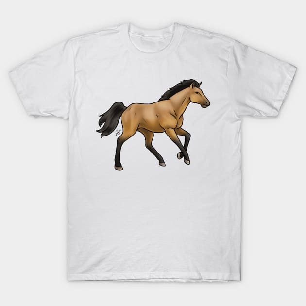 Horse - Mustang - Buckskin T-Shirt by Jen's Dogs Custom Gifts and Designs